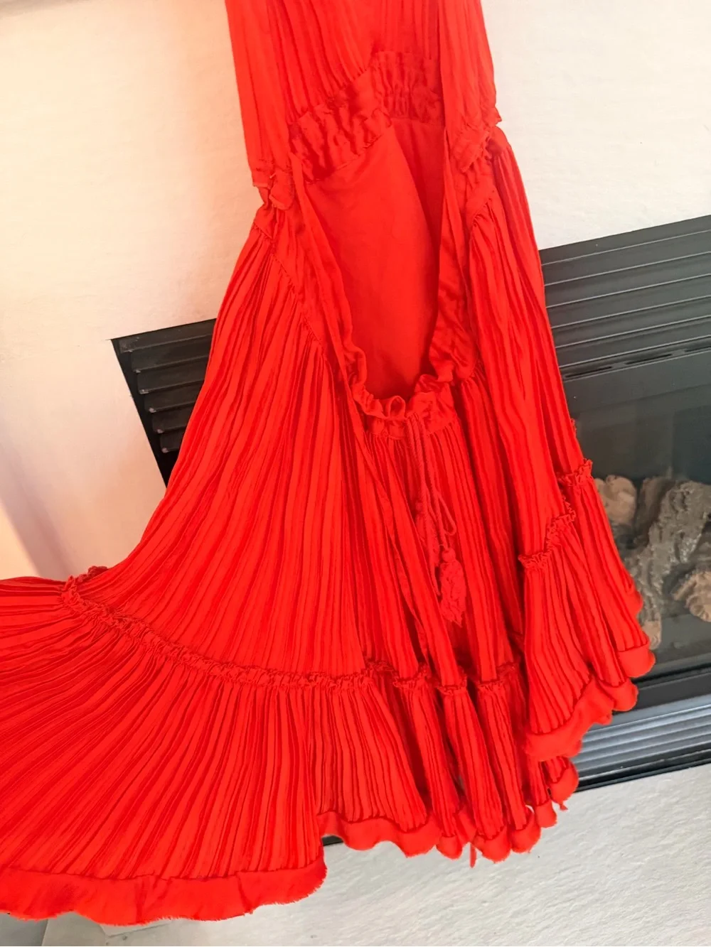 entro Orange Red Halter Tiered Mini Dress - Picture 5 of 8